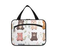 Cartoon Sweet Bear Bianco Appeso Borse da Viaggio per le Donne con Gancio Designer Compact Medicine Bag per Essentials Women Backpacking bolsas para maquillaje de Mujer, Orso dolce cartone animato