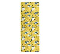 Cartoon Sweet Shark Giallo pieghevole yoga mat per pilates stampato, antiscivolo, caldo asciugamano yoga con borse tapete para ejercicio 180,3x66 cm