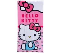 CARTOON Telo Mare Hello Kitty 70x140 cm Microfibra 100% Poliestere 245 gsm Assorbente e Asciugatura Rapida Leggero e Compatto Ideale per Spiaggia e Piscina Design Rosa con Fiocco Iconico