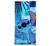 CARTOON Telo Mare Stitch Blu/Verde 70x140 cm Microfibra 100% Poliestere 245 gsm Assorbente e Asciugatura Rapida Leggero e Compatto Ideale per Spiaggia e Piscina Design Tropicale Disney