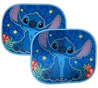 CARTOON Tendine parasole laterali Stitch blu Disney per bambini coppia di tendine per auto 44 x 33 cm protezione raggi UV