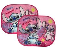 CARTOON Tendine parasole laterali Stitch e Angel rosa Disney per bambini coppia di tendine per auto 44 x 33 cm protezione raggi UV