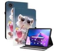 (Cartoon Tiger) Leather Case for Lenovo Tab TB311FU with Stand & Card Slots, Pattern Printed Tablet Cover, Shockproof Protective Case