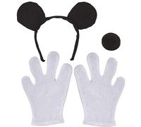 CARTOON Travestimento Topolino set da 3 accessori per costumi carnevale da bambino orecchie naso guanti