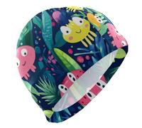 Cartoon Tropical Green Leaves Mostri cuffie da nuoto per capelli corti calvi nuoto impermeabile per le donne Protezione dei capelli e riduzione della resistenza gorro de natación para hombre