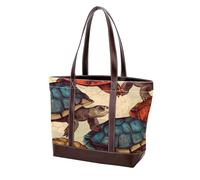Cartoon Turtle-1037 Fashion Washed Durable Leather Bag per le donne Top Handle Ladies Borse a tracolla con tasche cerniera