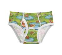 Cartoon Turtle Green Toddler Boys Underwear con Front Fly, Tartaruga