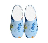 Cartoon Turtle Pantofole da donna in flanella pantofole da casa per uomo creatura marina antiscivolo calde scarpe invernali per interni ed esterni, Multicolore, Medium