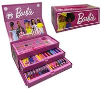 CARTOON Valigetta con colori Barbie per bambini set 52 pezzi di colori e cancelleria scatola con cassetti kit disegno e pittura