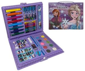 CARTOON Valigetta con colori Frozen Disney per bambini set 65 pezzi di colori e cancelleria kit disegno e pittura