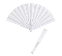 CARTOON Ventaglio elegante in tessuto accessorio per carnevale cosplay e spettacoli ventaglio pieghevole per danza teatro feste a tema e travestimenti 23 cm nylon e PS (Bianco)