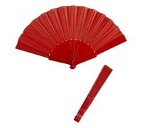 CARTOON Ventaglio elegante in tessuto accessorio per carnevale cosplay e spettacoli ventaglio pieghevole per danza teatro feste a tema e travestimenti 23 cm nylon e PS (Rosso)