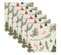 Cartoon verde alberi di Natale cena di Natale tovaglioli panno a righe Natale panno tovaglioli set di 6 50,8 x 50,8 cm servilletas de tela para bordar