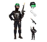 CARTOON Vestito Carnevale + Accessori Agente SWAT Costume Giubotto ANTIPROIETTILE Fucile Elmo Manette 8/10 Anni Travestimento - 5534+28225+7084M+2413D