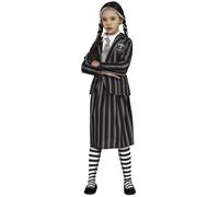 CARTOON Vestito per bambini studentessa gotica travestimento mercoledì costume halloween carnevale feste a tema cosplay