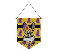 Cartoon Viola Halloween Pixel banner gancio per parete con asta telescopica banner parete esterno arredamento patio per ufficio, scuola, aula, dormitorio, casa banderitas para fiestas