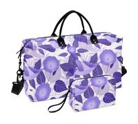 Cartoon Viola Mattina Gloria Fiori Uccelli Oggetto Personale Decorativo Borsa da Viaggio Palestra Carry on Borse da viaggio con Cinghia Regolabile per Palestra Grande Capacità Bolsa para viajar