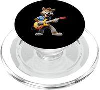 Cartoon Wolf Rock chitarrista che suona la musica della chitarra elettrica PopSockets PopGrip per MagSafe