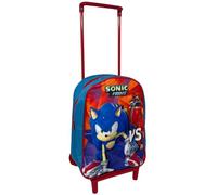 CARTOON Zaino asilo trolley Sonic, borsa per la scuola con manico allungabile, tempo libero, zainetto per bambini