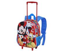 CARTOON Zaino con trolley Topolino e Pluto Disney zainetto con immagini in rilievo per la scuola asilo materna 34 cm borsa con ruote e manico allungabile figura in 3D