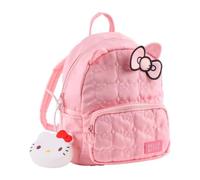 CARTOON Zaino Hello Kitty bambina zainetto da passeggio rosa con orecchie 3D e fiocco tasche con zip spallacci regolabili portachiavi incluso 21 × 26 × 16 cm