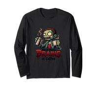 Cartoon Zombie Brama caffè e cervelli Maglia a Manica
