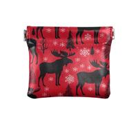 Cartoonish Eyeballs Portamonete Nero Portamonete Portatile In Pelle PU Portamonete Portamon, Alce Fiocchi Di Neve Alberi Rosso, Taglia unica, Alce Fiocchi Di Neve Alberi Rosso