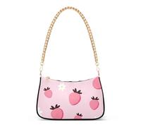 CartoonStrawberries White Daisy Pink Designer borsetta da donna stampa borse a tracolla retrò formale borsa Hobo chiusura a cerniera tracolla catena