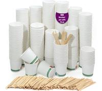 CARTOSPEDÌA - 1000 Bicchierini Caffè Carta + 1000 Stecchette In Bambù Incartate Singolarmente, 75 ml, Bicchieri Caffe Monouso Biodegradabili per Espresso, Accessori Caffe indispensabili, Made in Italy