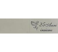 Cartotecnica Italiana 100 Pz Bigliettini Bomboniera 25° Anniversario di Matrimonio cartoncino Bianco con Decoro Floreale e Scritta Stampata in Argento a Caldo, impaginati su Fogli Formato A4