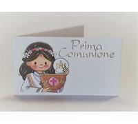 Cartotecnica Italiana 100 Pz Bigliettini Bomboniera Prima Comunione Femminili Umoristici. Impaginati su cartoncini bianchi f.to A6 con dettagli grafici color Oro