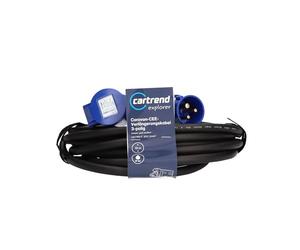 cartrend Explorer - Prolunga CEE con Spina CEE a 3 Poli con Coperchio a ribalta, Cavo di prolunga per Uso in Campeggio e all'aperto, Resistente a Olio, UV e ozono, IP44, 10 m, Colore: Nero