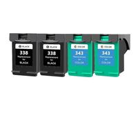 Cartridge Replacement for H-*0P 338 343 for 338 343 Ink for De-kjet 460C 5740 6520 6540 6840 P-otosmart 8150(2Pk Black 2Pk Color)