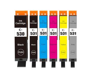 Cartridgeify 6-Pack PGI-530 CLI-531 Cartucce d'inchiostro compatibili per Canon 530 531 Multipack, per TS8750 TS8751 (PGBK/Nero/Ciano/Magenta/Giallo/Grigio)
