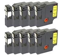 Cartridges Kingdom 10 Compatibile Nastro per Dymo D1 45018 (12mm x 7m) Nero su Giallo