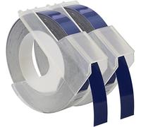 Cartridges Kingdom 2 Nastri a rilievo 3D 9 mm x 3 m stampa bianca su blu S0898140 compatibili per Dymo Omega e Junior Etichettatrici | plastica, autoadesive