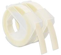 CARTRIDGES KINGDOM 2 Nastri a rilievo 3D 9 mm x 3 m stampa bianca su trasparente | compatibili per Dymo Omega e Junior Etichettatrici | plastica, autoadesive