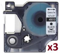 Cartridges Kingdom 3 Compatibile Nastro per Dymo D1 45013 (12mm x 7m) Nero su Bianco