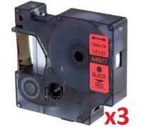 Cartridges Kingdom 3 Compatibile Nastro per Dymo D1 45017 (12mm x 7m) Nero su Rosso