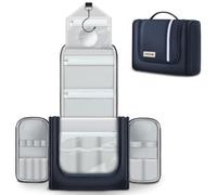 Carttiya Beauty Case da Viaggio da Appendere con Specchio Rimovibile - Borsa da Toilette Impermeabile per Uomo e Donna, con Gancio Rotante 360° Grande Beauty Case Idee Regalo Natale 2025 (Blu)