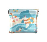 Carttoon Beach Delfino Blu Carino di Modo DELL'UNITÀ di elaborazione Borsa Cambiamento di Cuoio Unico Mini Moneta Borse per gli Uomini Donne Viaggio monedero