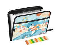 Carttoon Beach Dolphin Blue Cute File Folder Jackets 13 tasche formato A4 Lettera con chiusura a cerniera per ufficio cartella espandibile con divisori para guardar documentos