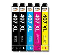 Cartucce Compatibili con Epson 407 407 XL per Epson Workforce Pro WF-4745 WF-4745DTWF, 2 Nere, 1 Ciano, 1 Magenta, 1 Giallo (5)