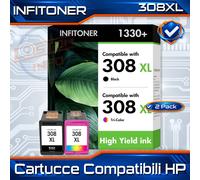 Cartucce Compatibili con HP 308XL Nero e Colore con Chip, Confezione da 2 XL