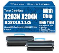 Cartucce di toner ad alta capacità X203 X204N con chip compatibili X203A11G Cartuccia di toner nero ad alta capacità per Lexmark X203N X204N Stampanti 2500 pagine,X203A11G-2PC