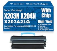 Cartucce di toner ad alta capacità X203A21G con chip, cartuccia di toner nera compatibile con X203N X204N per Lexmark X203N X204N Stampanti ad alta capacità,X203A21G-1PC