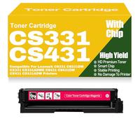 Cartucce di toner compatibili 20N20C0 20N20K0 20N20M0 20N20Y0 ad alta capacità per Lexmark CS331 CS331DW CX331 CX331ADWE CS431 CS431DW CX431 CX431ADW Stampanti con chip,Magenta-CS331