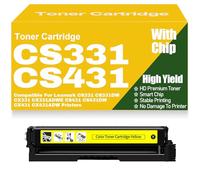 Cartucce di toner compatibili 20N20C0 20N20K0 20N20M0 20N20Y0 ad alta capacità per Lexmark CS331 CS331DW CX331 CX331ADWE CS431 CS431DW CX431 CX431ADW Stampanti con chip,Yellow-CS331