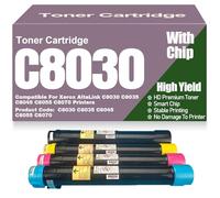 Cartucce di toner compatibili C8030 Nero Giallo Magenta Ciano C8035 C8045 C8055 C8070 ad alta capacità per Xerox AltaLink C8030 C8035 C8045 C8055 C8070 Stampanti,4Pack-C8030