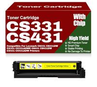 Cartucce di toner compatibili CS331 CS431 nero giallo magenta ciano, sostituzione per Lexmark CS331 CS331DW CX331 CX331ADWE CS431 CS431DW CX431 CX431ADW,Yellow-CS331